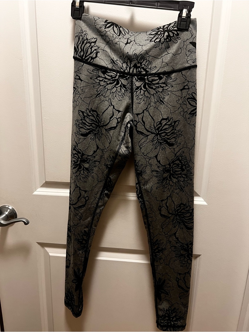 DYI Gray Floral Logo Leggings with Black Print